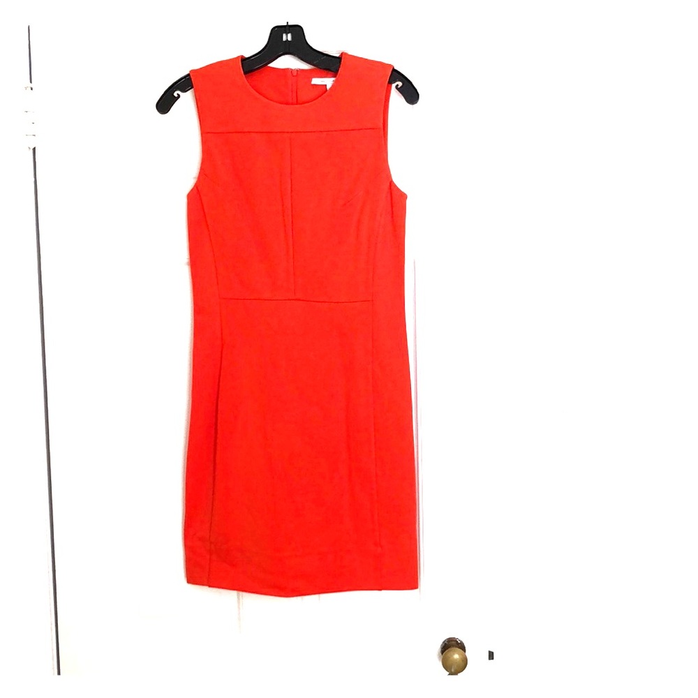 Orange DVF sheath dress